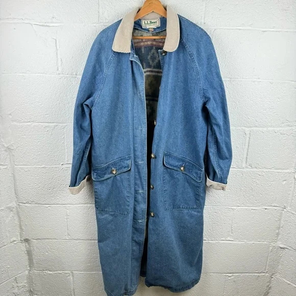 Vintage L.L. Bean Denim Barn Coat with Blanket Lining - Picture 1 of 14